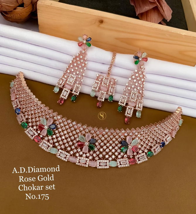 3 Designer AD Diamond Designer Chokar Set Wholesale Price In Surat
